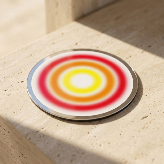 Fire Reminder Of Your Talent Pocket Portal by The Prism with three overlapping sigils in yellow and orange.