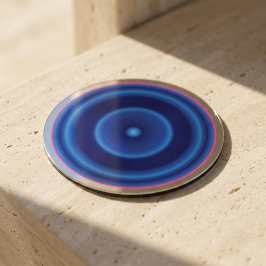Jupiter Pocket Portal by The Prism with an Alchemical Silver Mirror finish on a circular Dibond panel.