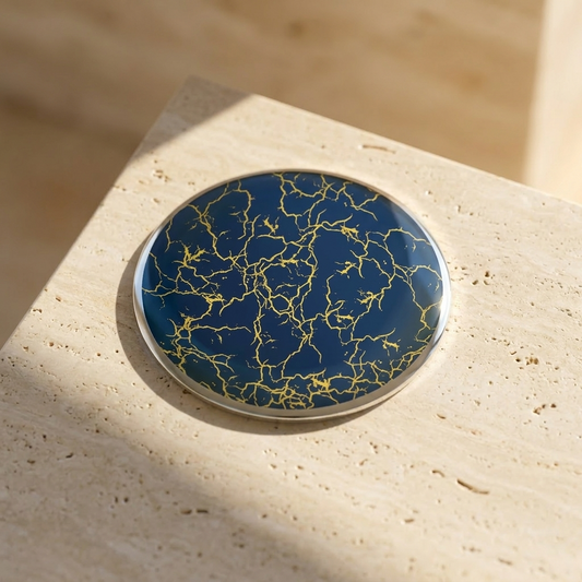 Neuronal Connections Pocket Portal by The Prism with luminous network forms and an Alchemical Gold Mirror finish.