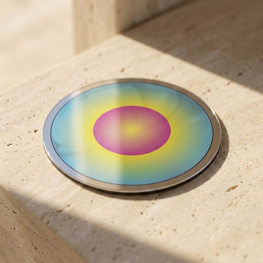 Rebirthing Pocket Portal by The Prism with a projecting pink circle and thin black outer circumference.