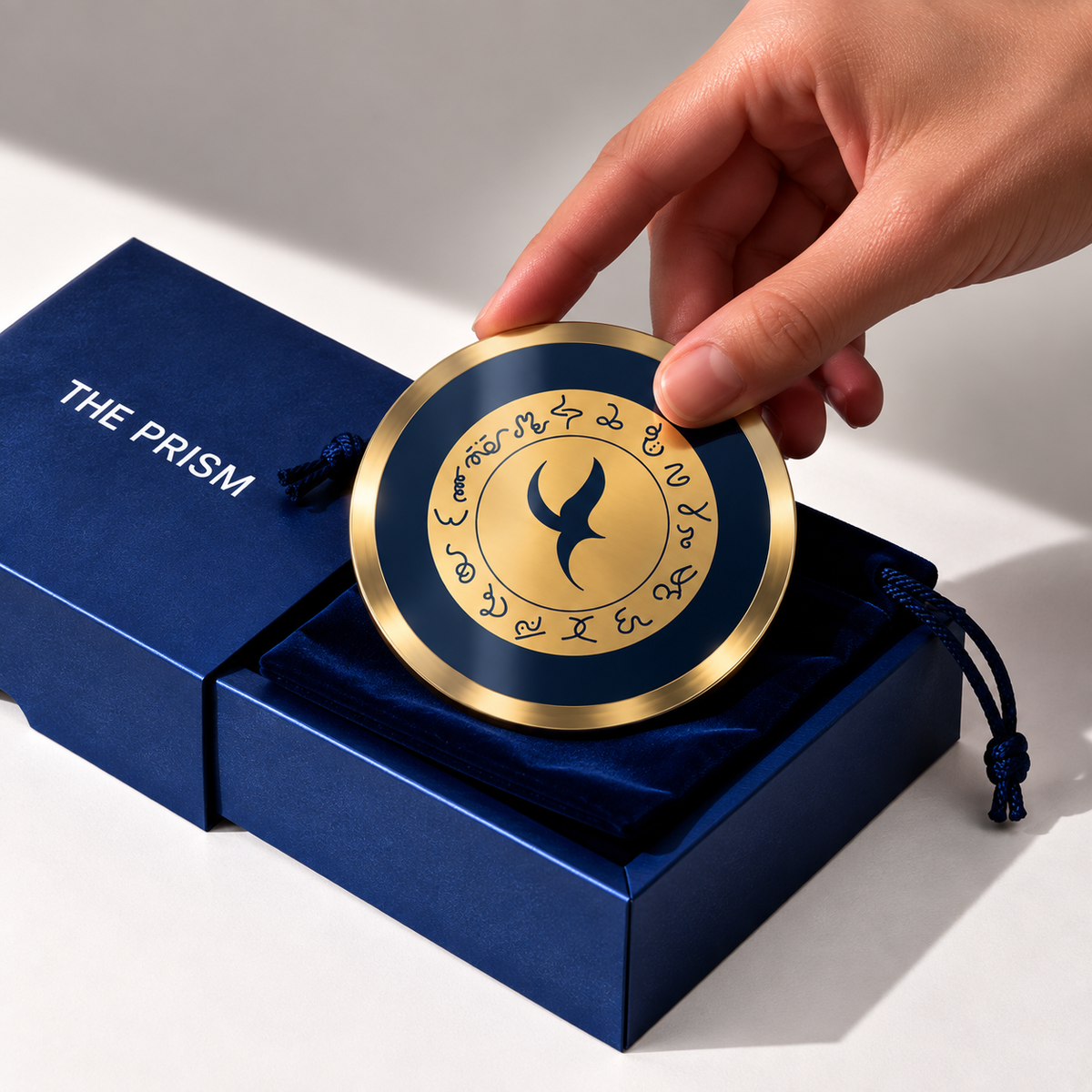 Complete Self Realization In Blue, Pocket Portal Dibond with THE PRISM gift box and velvet pouch