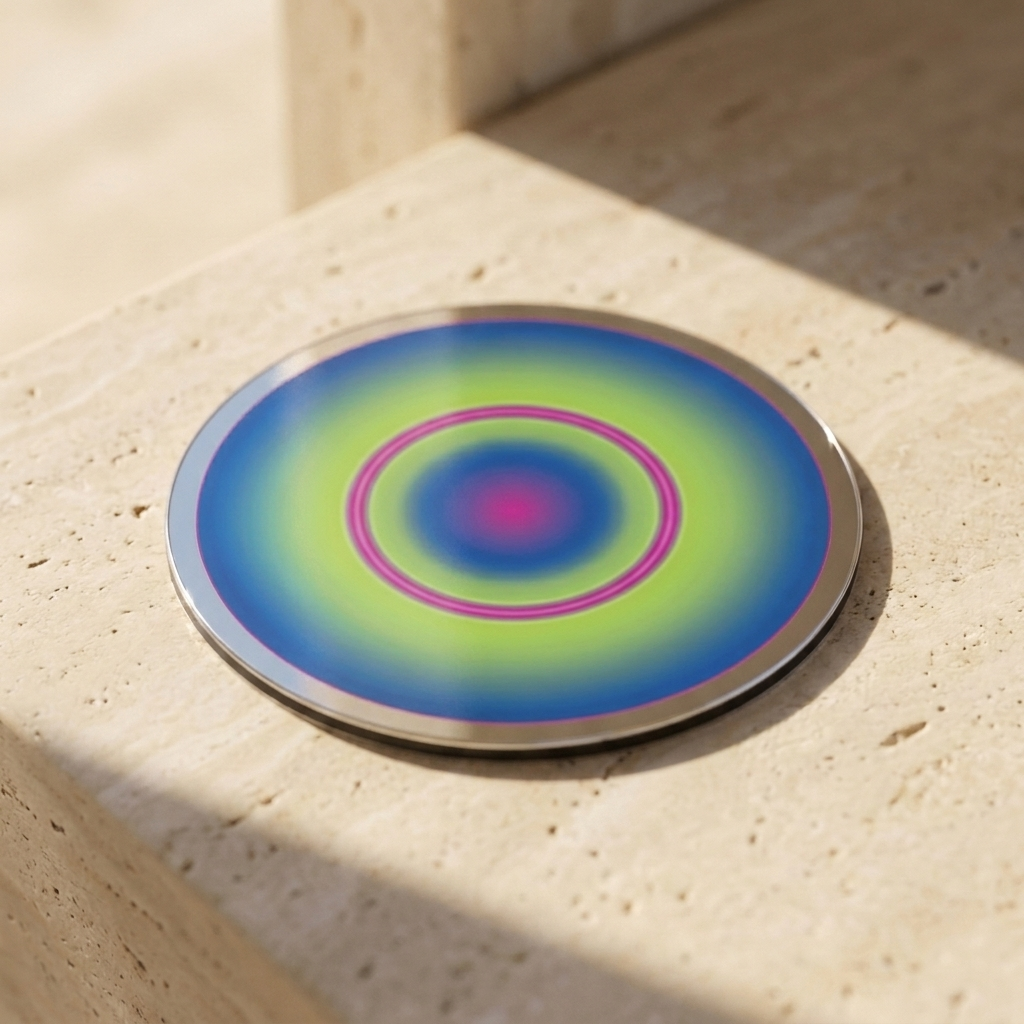 Deeply into You Pocket Portal by The Prism with a yellow centre and Alchemical Silver Mirror finish.