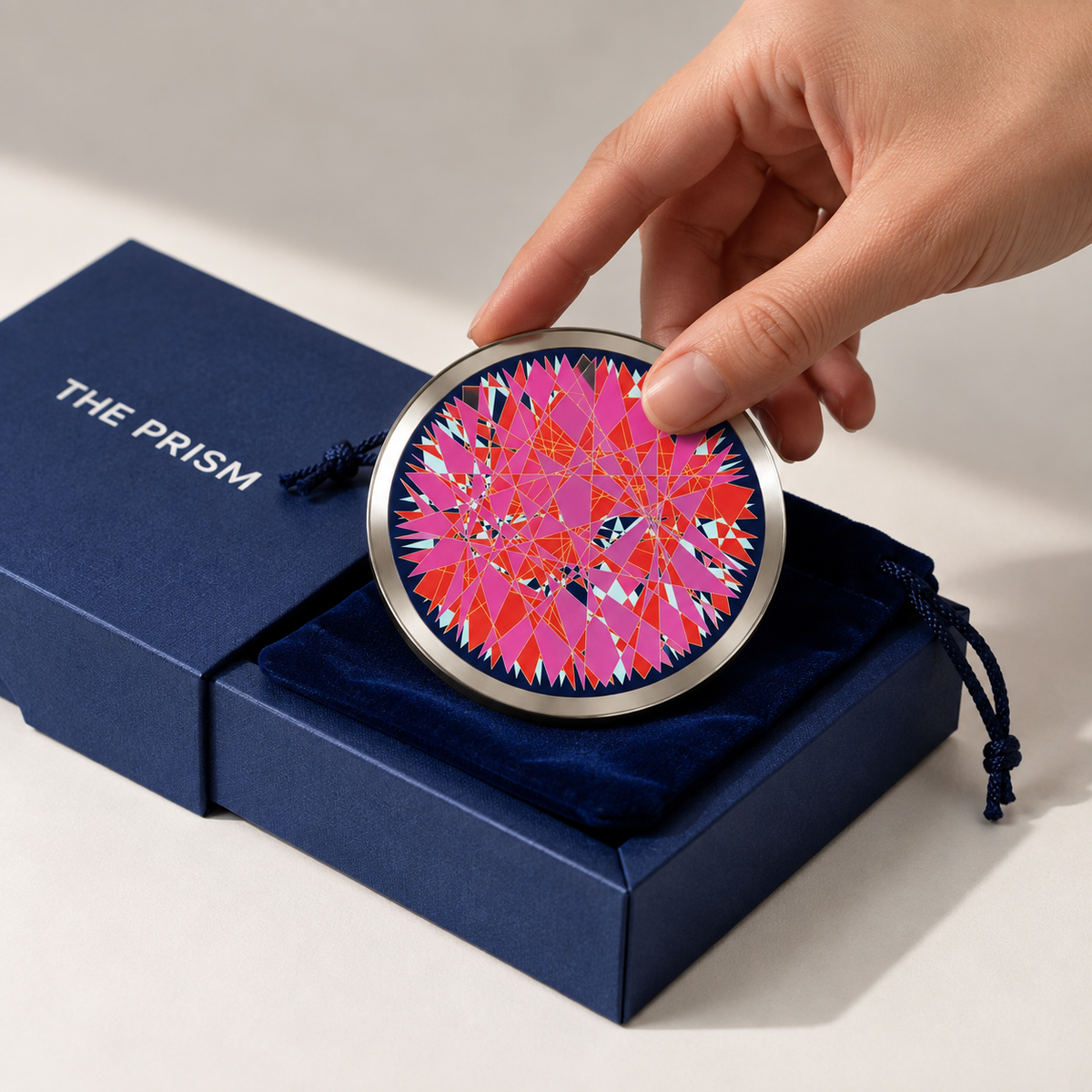 Defragmentation, Pocket Portal Dibond with THE PRISM gift box and velvet pouch