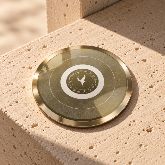 Enlightment In White Pocket Portal by The Prism with white tracery, a gold field and a core of calligraphic signs.