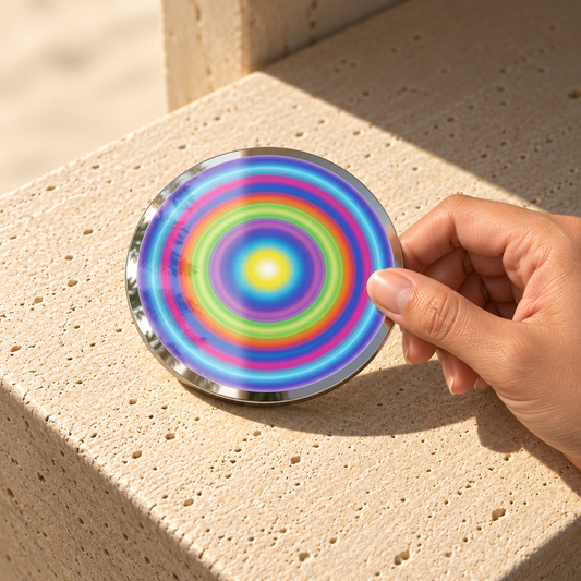 Magic Circle, Pocket Portal Dibond held in hands
