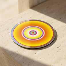 Sun Energy Pocket Portal by The Prism with yellow, azure, red and white inside a magenta circumference.