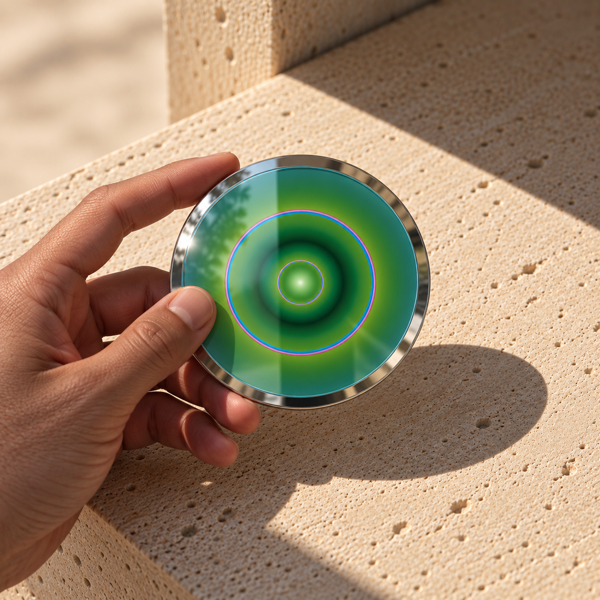 Venus, Pocket Portal Dibond held in hands